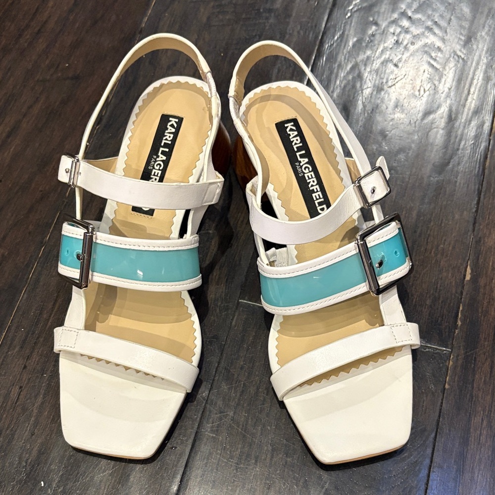 Karl Lagerfeld White and Blue Women's Sandals